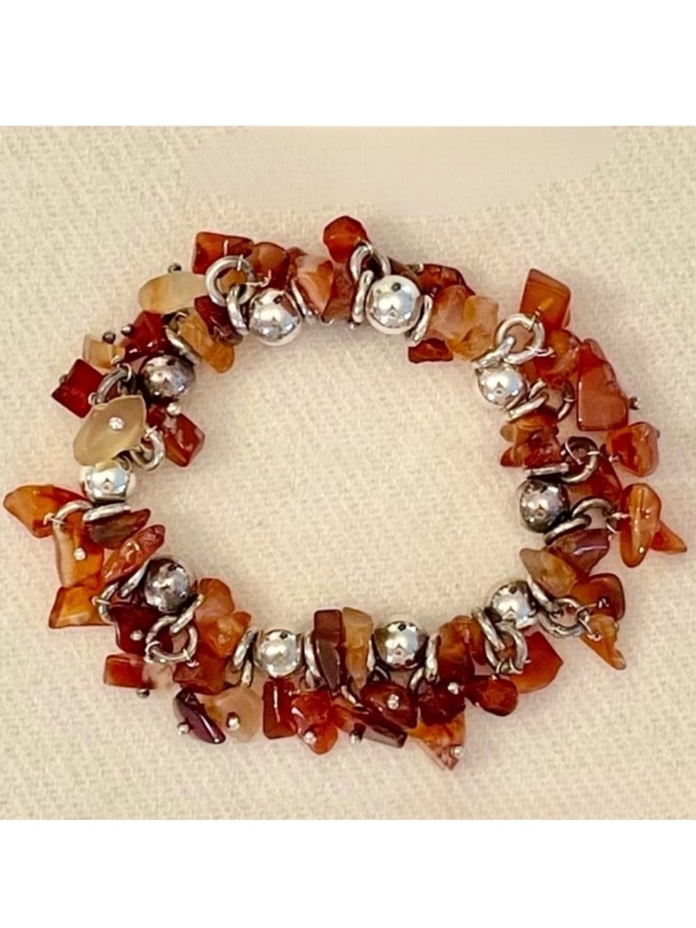 Silpada Carnelian Sterling Silver Stretch Bracelet • VERY RARE & Retired - Picture 3 of 5